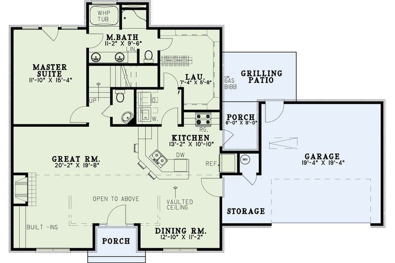 House Design - Floor Plan - Main Floor for Colonial House Plan #17-237 - 3 bed, 2.5 bath