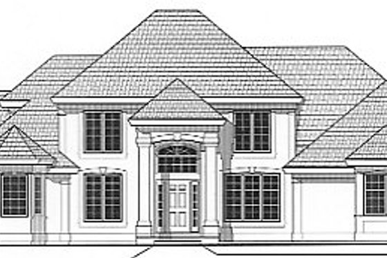 Exterior - Front Elevation for European House Plan #67-702 - 3 bed, 3 bath