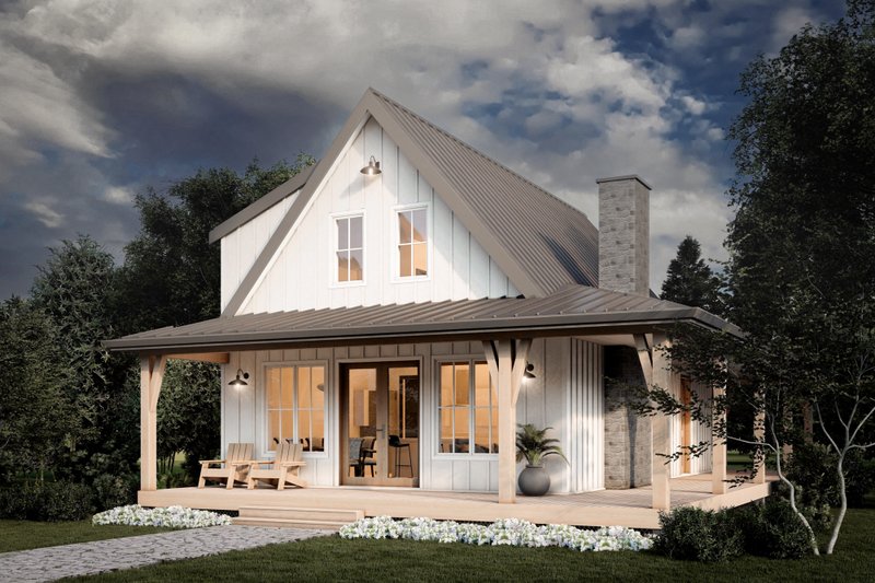 House Blueprint - Exterior - Rear Elevation 1 for Cottage House Plan #1114-37 - 2 bed, 2 bath