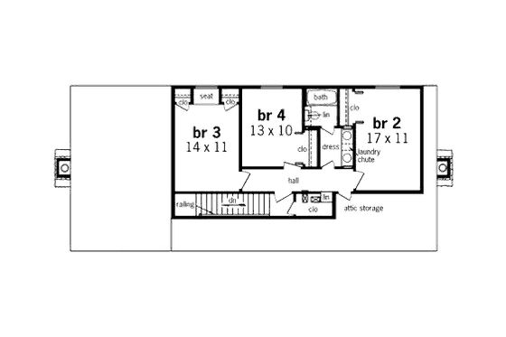 Floor Plan - Upper Floor for Country House Plan #45-351 - 4 bed, 2.5 bath