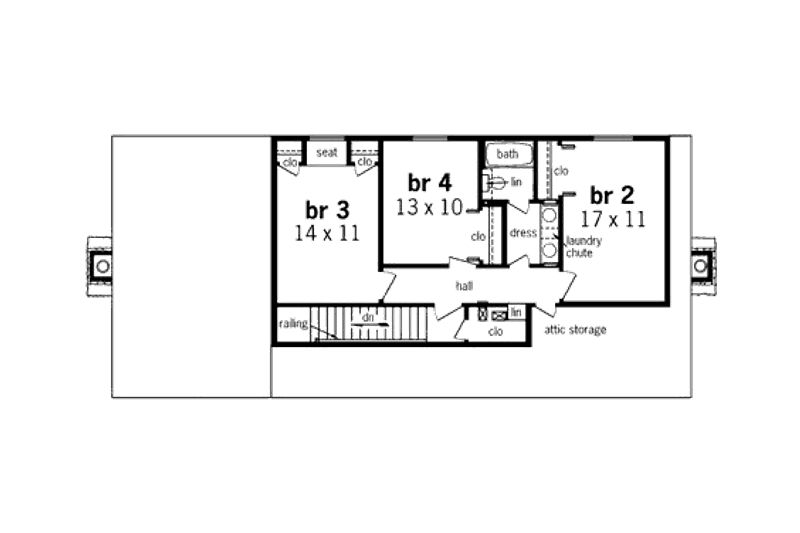 Home Plan - Floor Plan - Upper Floor for Country House Plan #45-351 - 4 bed, 2.5 bath