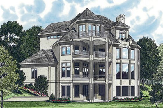 Exterior - Rear Elevation for Traditional House Plan #453-48 - 5 bed, 5.5 bath