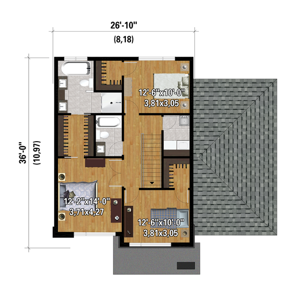 Contemporary Floor Plan - Upper Floor Plan #25-4875