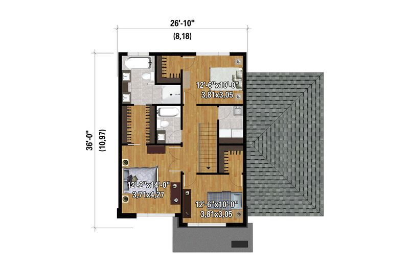House Design - Floor Plan - Upper Floor for Contemporary House Plan #25-4875 - 2 bed, 2.5 bath