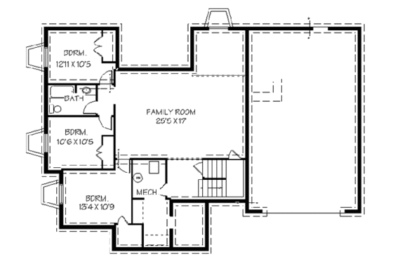 Floor Plan - Lower Floor for Traditional House Plan #401-101 - 3 bed, 2 bath
