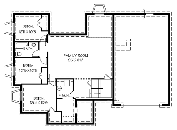 Traditional Floor Plan - Lower Floor Plan #401-101