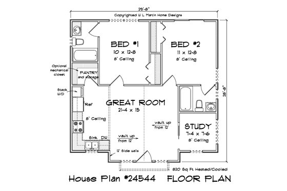 Floor Plan - Main Floor for Cottage House Plan #513-2337 - 2 bed, 2 bath