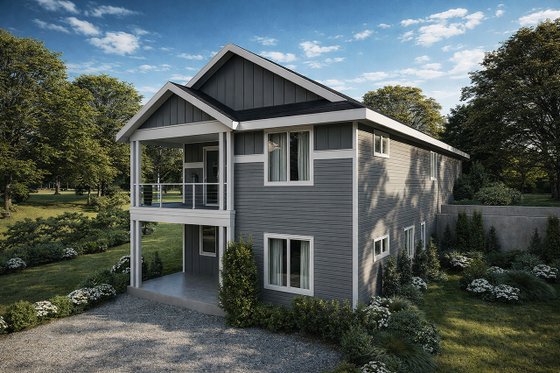 Exterior - Rear Elevation for Cottage House Plan #124-1463 - 3 bed, 2 bath