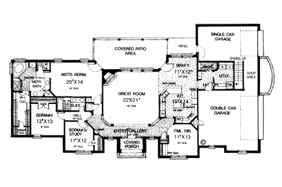 Floor Plan - Main Floor for European House Plan #310-953 - 3 bed, 2.5 bath