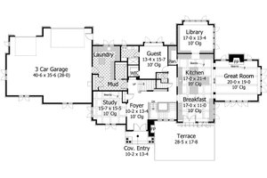Floor Plan - Main Floor for European House Plan #51-578 - 3 bed, 3.5 bath