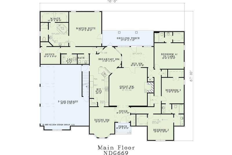 Dream House Plan - Floor Plan - Main Floor for Ranch House Plan #17-575 - 5 bed, 4.5 bath