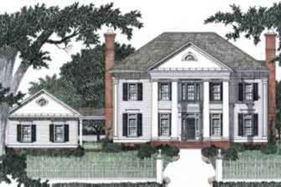 Exterior - Front Elevation for Southern House Plan #129-159 - 4 bed, 4.5 bath