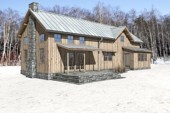Exterior - Rear Elevation 1 for Cabin House Plan #497-47 - 3 bed, 2 bath