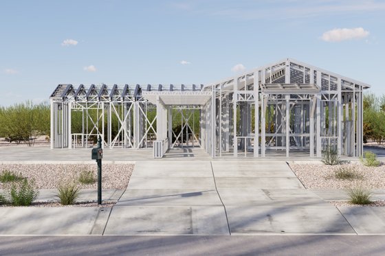 Exterior - Front Elevation 7 for Adobe / Southwestern House Plan #1106-105 - 3 bed, 2 bath