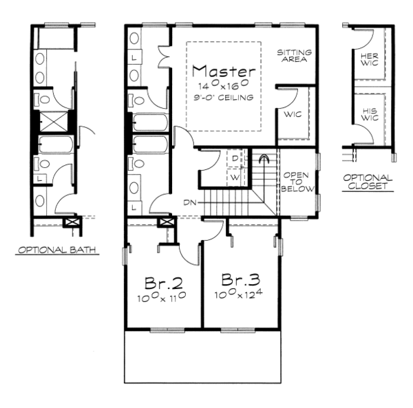 Traditional Floor Plan - Upper Floor Plan #20-2101