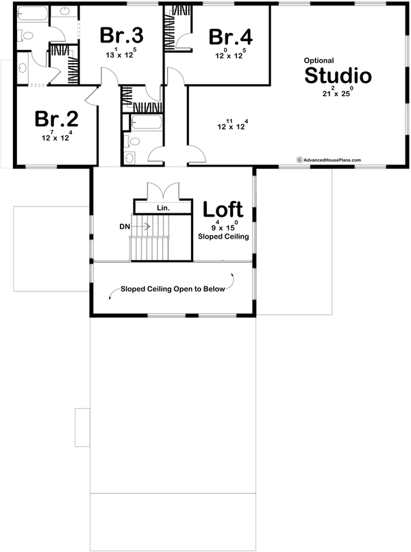 Dream House Plan - Modern Floor Plan - Upper Floor Plan #455-456
