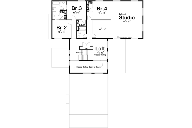 Dream House Plan - Floor Plan - Upper Floor for Modern House Plan #455-456 - 4 bed, 3.5 bath