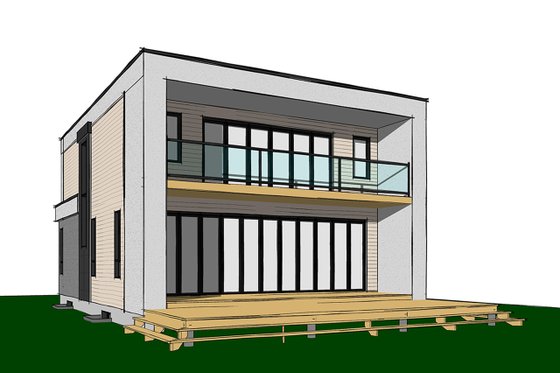 Exterior - Rear Elevation for Contemporary House Plan #23-2646 - 3 bed, 2.5 bath