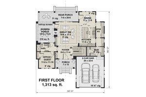Floor Plan - Main Floor for Farmhouse House Plan #51-1148 - 4 bed, 3 bath