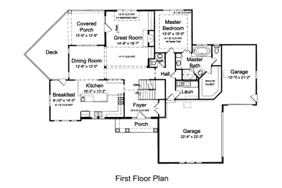 Floor Plan - Main Floor for Bungalow House Plan #46-456 - 4 bed, 3.5 bath