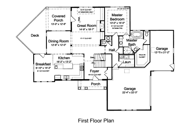 Home Plan - Floor Plan - Main Floor for Bungalow House Plan #46-456 - 4 bed, 3.5 bath