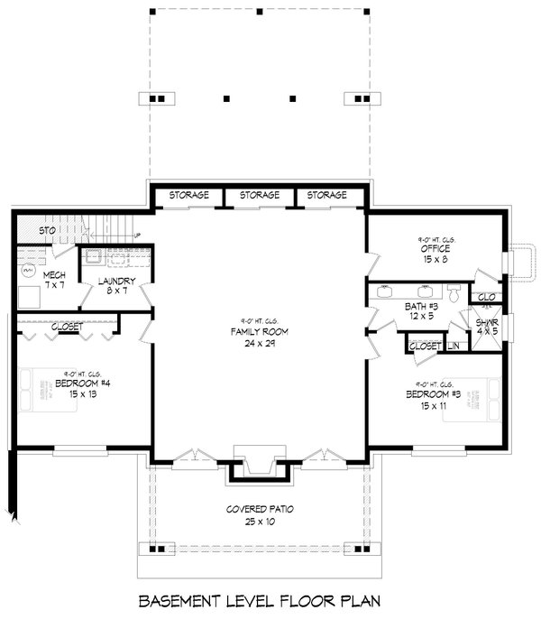 House Blueprint - Country Floor Plan - Lower Floor Plan #932-1304