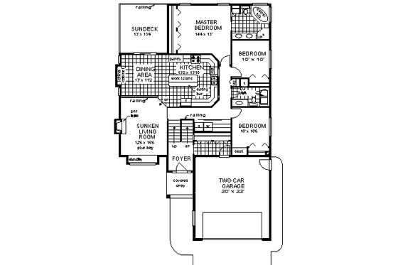 Floor Plan - Main Floor for Traditional House Plan #18-306 - 3 bed, 2 bath
