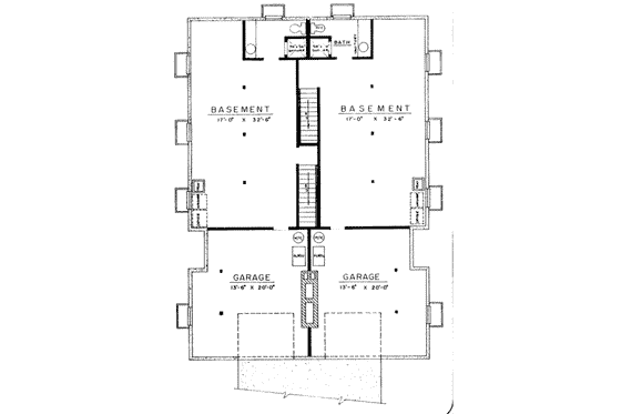 Floor Plan - Lower Floor for Ranch House Plan #303-232 - 2 bed, 1 bath