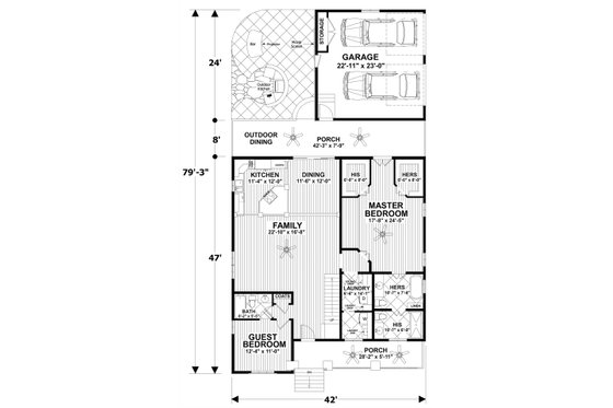 Floor Plan - Main Floor for Craftsman House Plan #56-720 - 5 bed, 4 bath