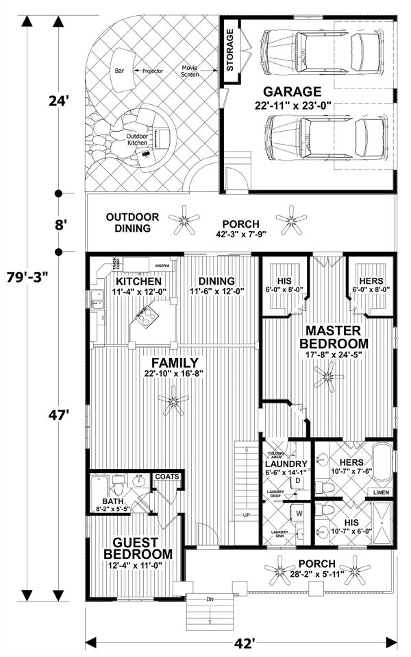Architectural House Design - Craftsman Floor Plan - Main Floor Plan #56-720