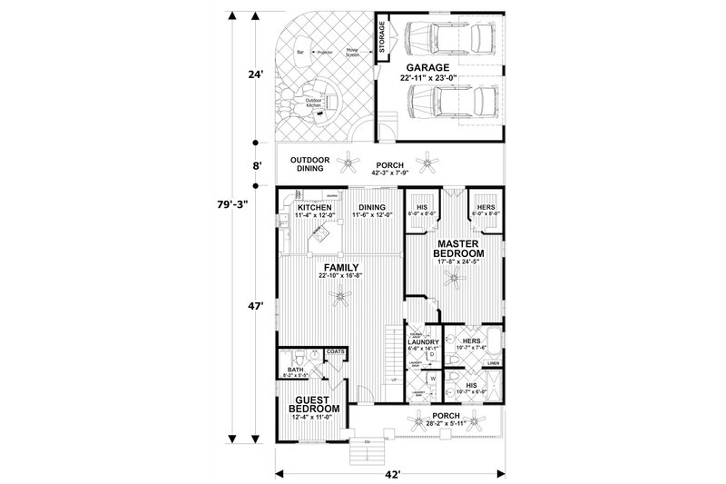 Architectural House Design - Floor Plan - Main Floor for Craftsman House Plan #56-720 - 5 bed, 4 bath