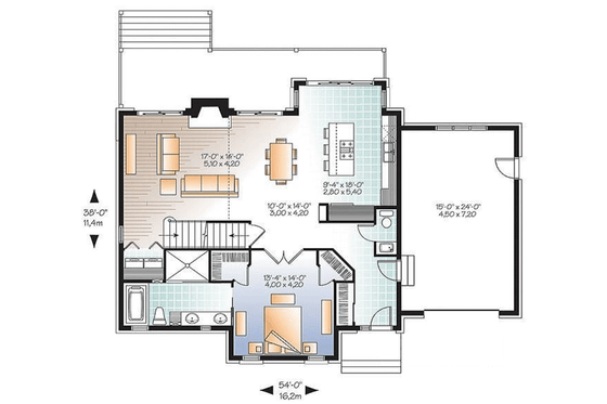 Floor Plan - Main Floor for Country House Plan #23-2562 - 3 bed, 2.5 bath