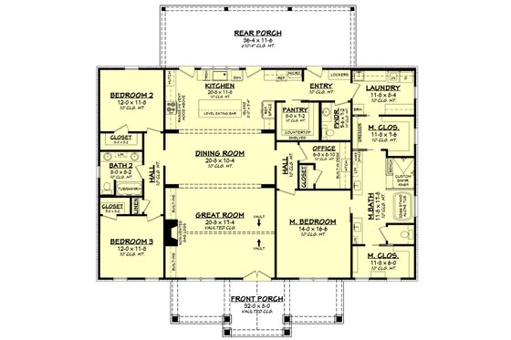 Floor Plan - Main Floor for Farmhouse House Plan #430-322 - 3 bed, 2.5 bath