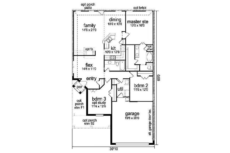 Home Plan - Floor Plan - Main Floor for Craftsman House Plan #84-265 - 3 bed, 2 bath