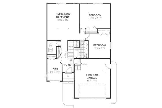 Floor Plan - Lower Floor for European House Plan #18-9317 - 5 bed, 3 bath