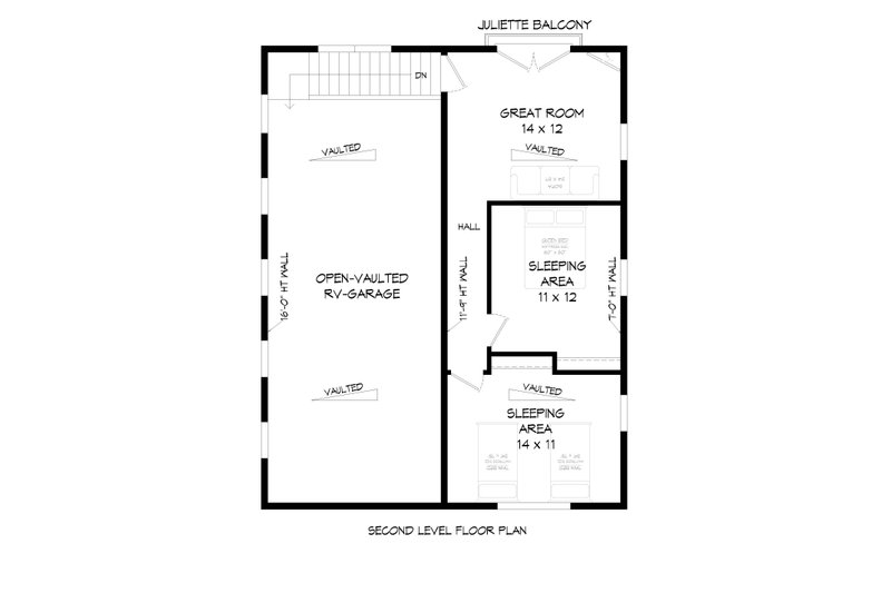 Architectural House Design - Floor Plan - Upper Floor for Traditional House Plan #932-722 - 2 bed, 1 bath