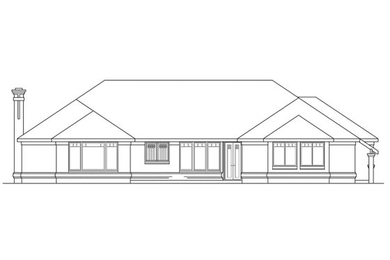 Exterior - Rear Elevation for Ranch House Plan #124-289 - 3 bed, 2.5 bath
