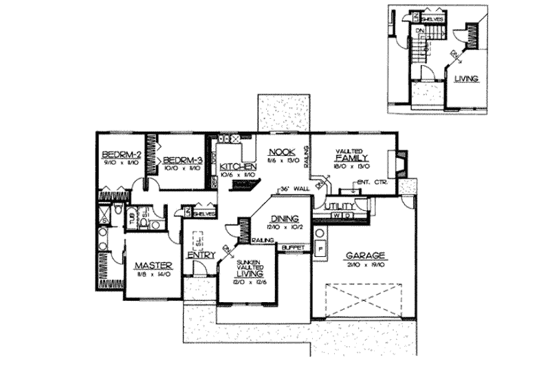 Architectural House Design - Floor Plan - Main Floor for Traditional House Plan #90-103 - 3 bed, 2 bath