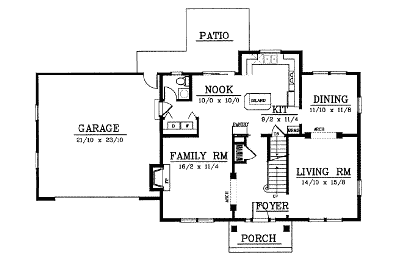 Dream House Plan - Floor Plan - Main Floor for Colonial House Plan #93-209 - 3 bed, 2.5 bath