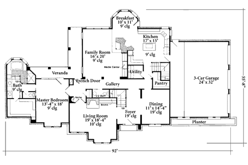 Home Plan - Floor Plan - Main Floor for European House Plan #410-401 - 4 bed, 3.5 bath