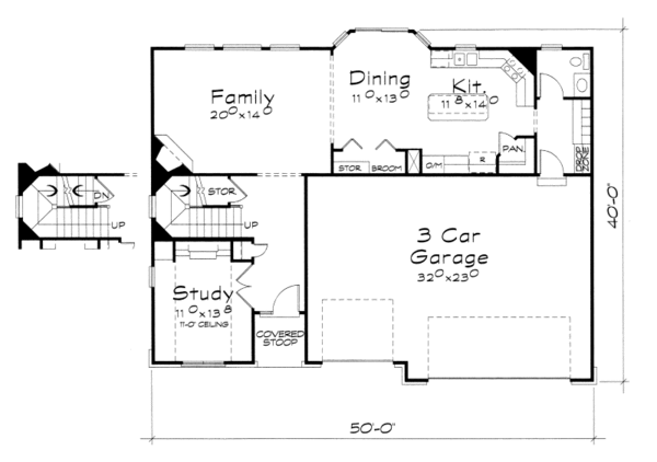Home Plan - Traditional Floor Plan - Main Floor Plan #20-2113
