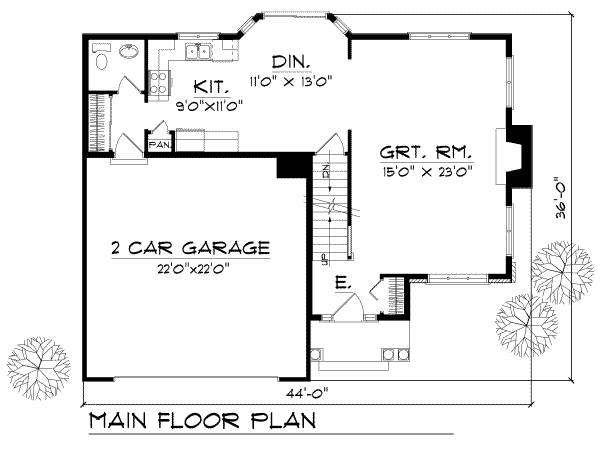 House Plan Design - Traditional Floor Plan - Main Floor Plan #70-148