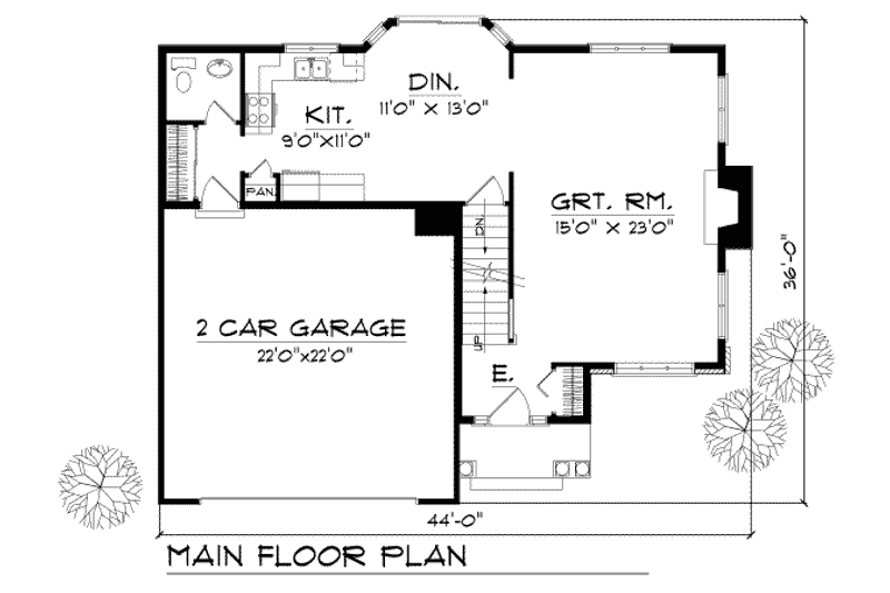 House Plan Design - Floor Plan - Main Floor for Traditional House Plan #70-148 - 3 bed, 2.5 bath