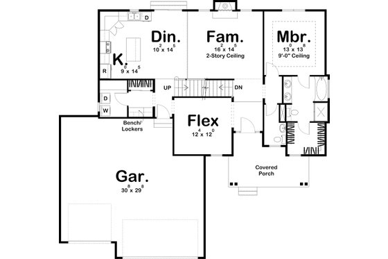 Floor Plan - Main Floor for Farmhouse House Plan #455-217 - 3 bed, 2.5 bath