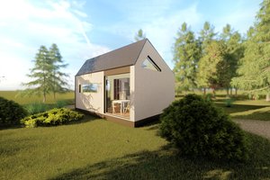 Exterior - Rear Elevation for Modern House Plan #549-31 - 1 bed, 1 bath