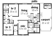 Southern Style House Plan - 3 Beds 2 Baths 1176 Sq/Ft Plan #45-232 