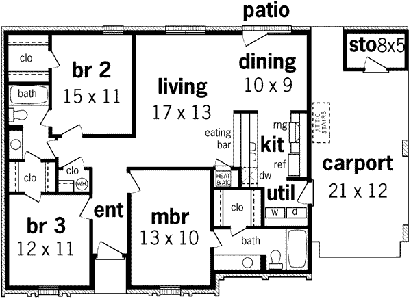 Home Plan - Southern Floor Plan - Main Floor Plan #45-232