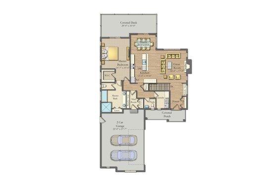 Floor Plan - Main Floor for Craftsman House Plan #1057-20 - 3 bed, 3 bath