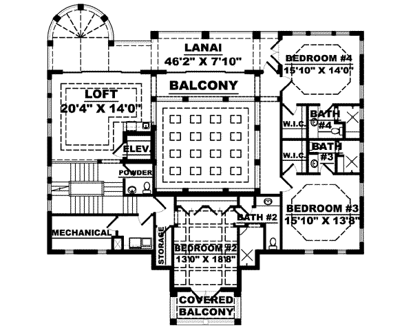 Mediterranean Floor Plan - Upper Floor Plan #27-317