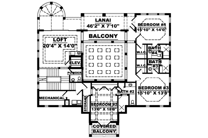 Architectural House Design - Floor Plan - Upper Floor for Mediterranean House Plan #27-317 - 4 bed, 6.5 bath